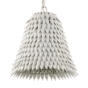 Overlay Pendant: Artisanal White Dome Light Fixture with Fluted Edges for Bohemian Elegance