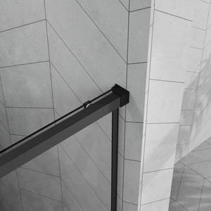 English Elm Goodyo 48"X72" Modern Sliding Shower Door Combo With Durable Acrylic Base & Matte Black Hardware W1223S00030