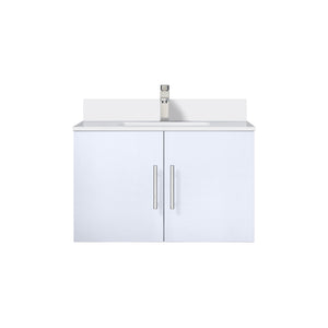 English Elm Glossy White Bath Vanity 30" W x 22" D with Cultured Marble Top, Soft-Close, Storage & Chrome Faucet Set B2731P258595