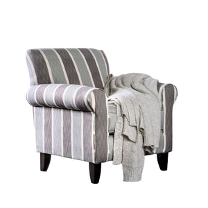 English Elm Transitional High Back Stripe Chair with Rolled Arms for Coastal Comfort and Supportive Seating Appeal Blue,Blue-gray,Gray 38 L x 32 W x 33 H B2741P375948