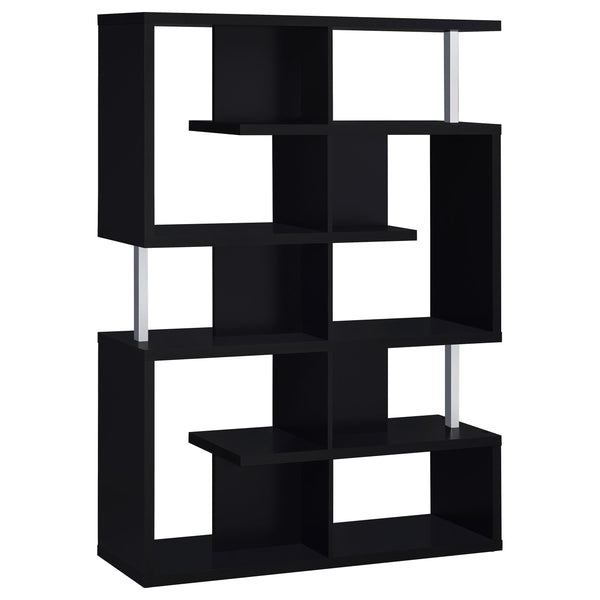 English Elm Copper Modern 5-Shelf Bookshelf in Sleek Black Finish — 63.25" Tall Storage Display Unit for Home Decor B062P331098