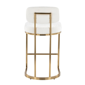 English Elm Fixed-height Barstools Powder Coated Steel Frame Brown Upholstered Seat Set of Two Cream B202P471212