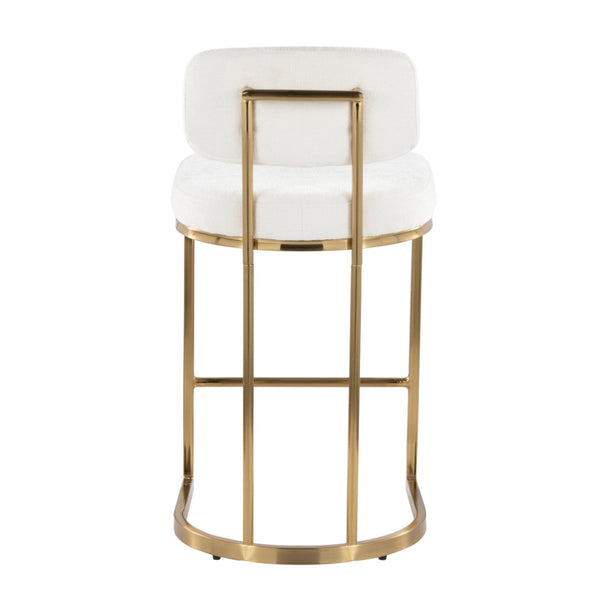 English Elm Fixed-height Barstools Powder Coated Steel Frame Brown Upholstered Seat Set of Two Cream B202P471212