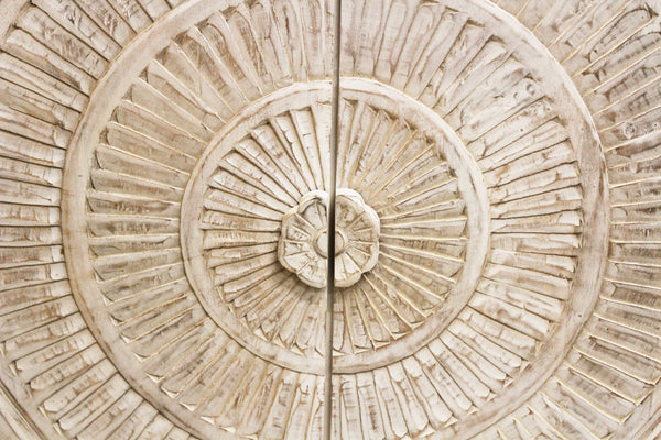 Moti Albert Cabinet, 2 Hand Carved Door in White Distressed 36009005