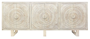 Moti Albert Cabinet, 6 Hand Carved Door in White Distressed 36009007