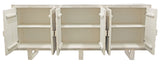 Moti Albert Cabinet, 6 Hand Carved Door in White Distressed 36009007