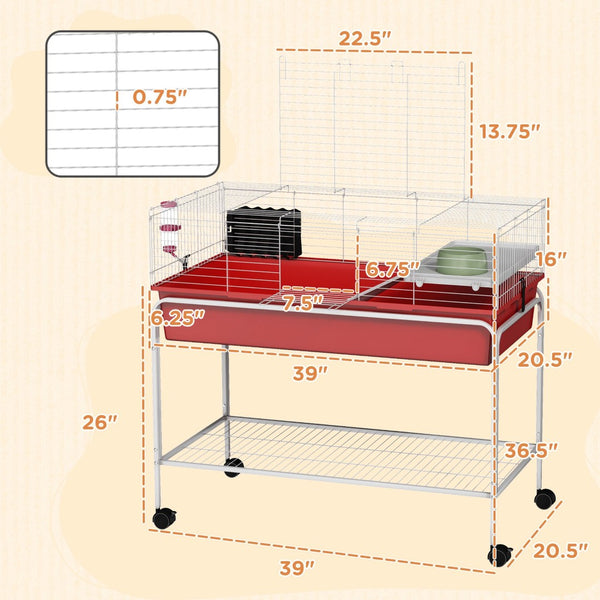 English Elm Two-story Small Animal Habitat with Wheeled Stand for Guinea Pigs and Ferrets T3971P407701