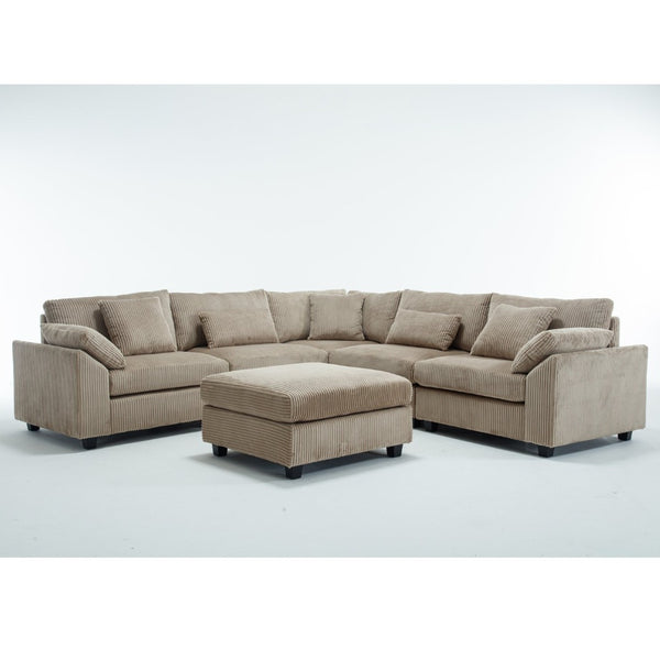 English Elm {New Arrival} Oversized Modular Sectional Sofa - Cozy Corduroy 6-Seater For Ultimate Comfort & Style! W2325S00019-GIGA