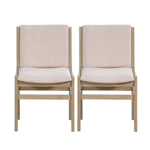 English Elm Christopher Knight Home® - Dining Chair Contemporary Upholstered Rubberwood Frame Set of 2 with Clean Lines and Cozy Seats () Light Natural N771P347927A