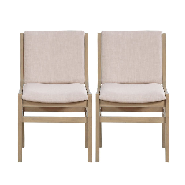 English Elm Christopher Knight Home® - Dining Chair Contemporary Upholstered Rubberwood Frame Set of 2 with Clean Lines and Cozy Seats () Light Natural N771P347927A