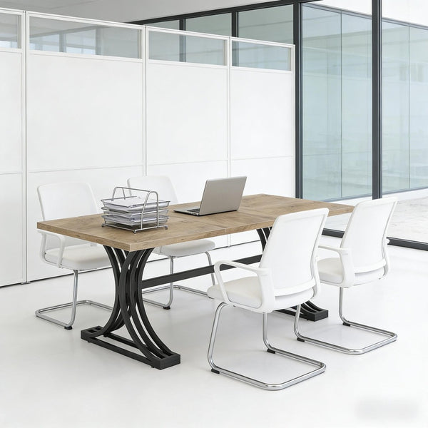 English Elm Roomy 62 Inch Executive Desk with Golden Metal Legs for Home Office Study T3971P458446