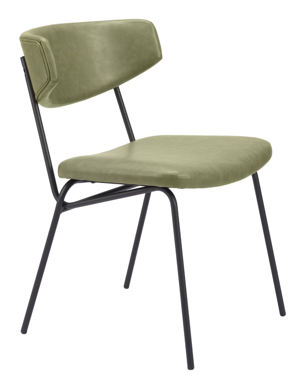 Charon Dining Chair Set of 2 - Stylish Green Vinyl Comfort with Steel Frame for Modern Dining Spaces