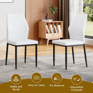English Elm Table and Chair Set Marble Look Glass Top with Four Pu Shell Back Dining Seats W1151S04631