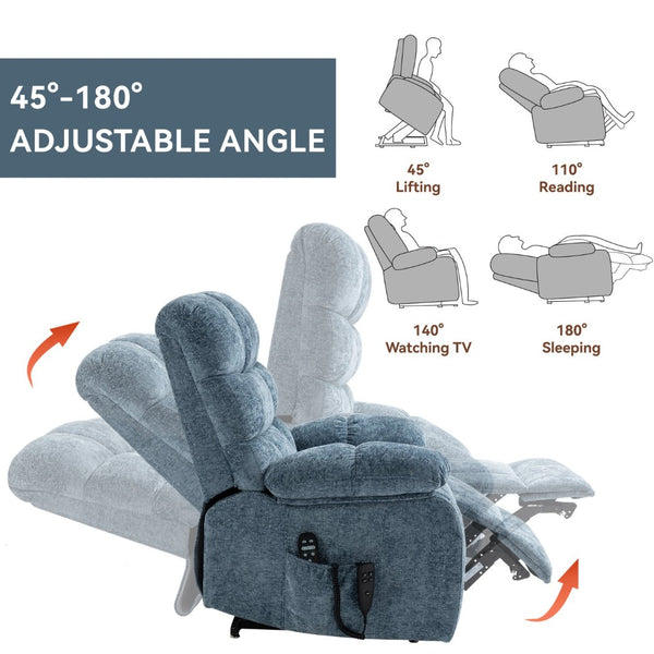 English Elm Lift Recliner Chair Dual Motor Chenille Upholstered with Heat Massage for Living Room W3224P293251