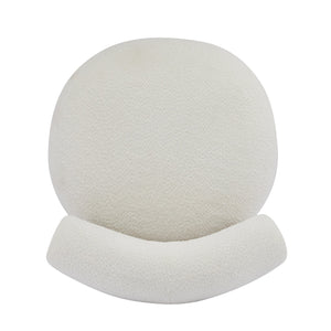 English Elm Christopher Knight Home® - Modern Boucle Accent Chair with Plush Rounded Silhouette, Solid Wood Frame, Cozy Reading Seat White+Walnut 29 L x 28.5 W x 21.85 H N776P278240W