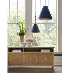 Pierrepont Blue Pendant Light - Wrought Iron Fixture with Gold Leaf Interior for Modern Elegance