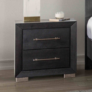 English Elm Contemporary Black Nightstand Chrome Legs Usb Charging Dovetail Drawer Bedroom Storage B2741P433357