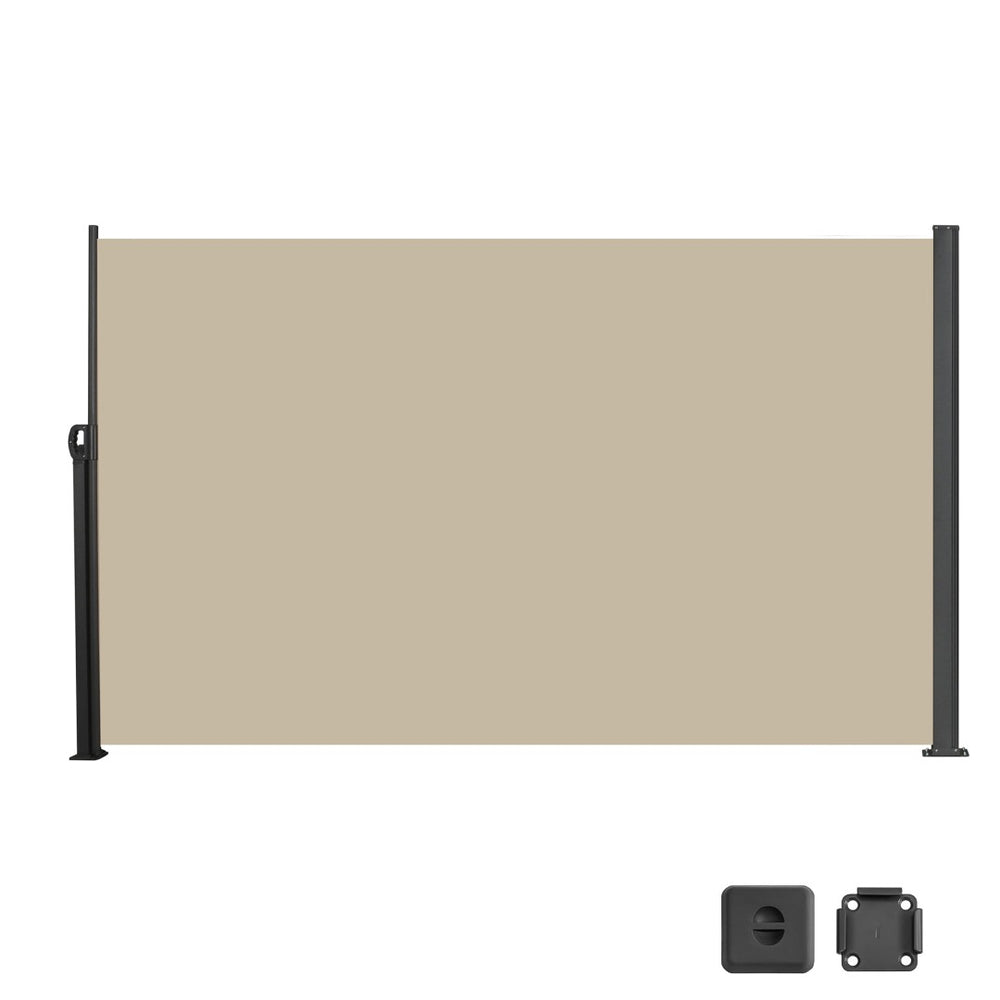 English Elm 138" Retractable Balcony Privacy Screen Polyester Fabric Rust Proof Outdoor Shade W419P416330