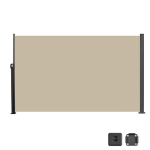 English Elm 138" Retractable Balcony Privacy Screen Polyester Fabric Rust Proof Outdoor Shade W419P416330