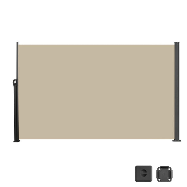 English Elm 138" Retractable Balcony Privacy Screen Polyester Fabric Rust Proof Outdoor Shade W419P416330