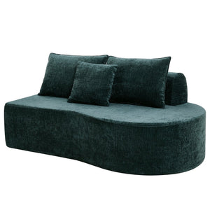 English Elm 138.6" Curved Modular Sectional Sofa Low Profile High Density Foam Living Room Lounge Dark Green N767P366006D