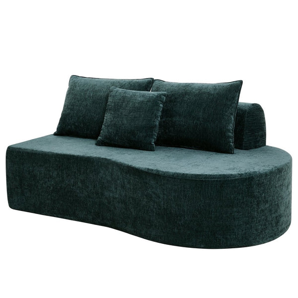 English Elm 138.6" Curved Modular Sectional Sofa Low Profile High Density Foam Living Room Lounge Dark Green N767P366006D