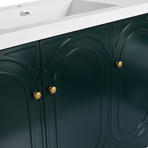 English Elm 48" Freestanding Bathroom Vanity with Thick Resin Sink, Soft-Close Doors, Adjustable Shelves, Durable Finish Dark Green W999S00276