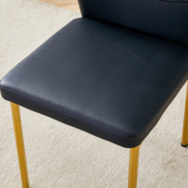 English Elm Luxury Dining Chair Set Of 4 - Modern Black Pu Upholstery With Gold Legs For Stylish Comfort W1151P282688