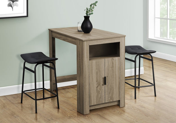 English Elm Dining 48" Counter Height Rectangular Table with Side Storage Cabinet and Open Shelf, Modern Design taupe 51 L x 27 W x 5 H B2710P286996