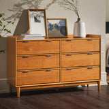 55.1" Solid Wood 6-Drawer Chest with Gallery Caramel LEEBDCA-T Walker Edison