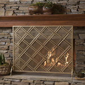 English Elm Christopher Knight Home® - FIRE Iron Fireplace Screen with Durable Mesh Guard and Stable Frame for Safety and Classic Hearth Appeal Gold 61129.00GLD