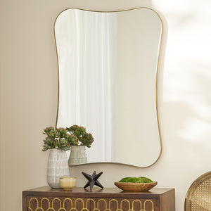 Christopher Knight Home® - Noble House - Simmons Contemporary Rounded Rectangular Wall Mirror, Brushed Brass