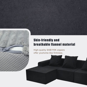 English Elm Convertible Modular Velvet Sectional Sofa Set Antique Black - CertiPUR-US Foam, Machine Washable Covers, Stain Resistant Comfort W3341P329088