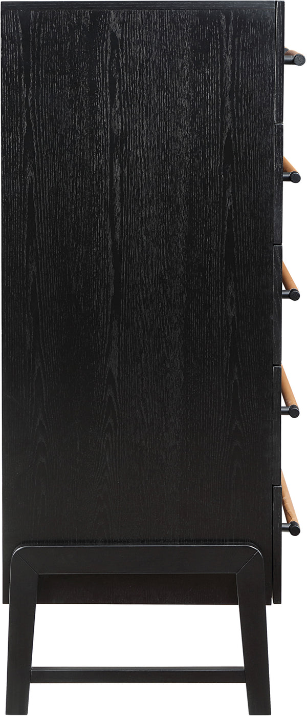 Kaya Black Vegan Leather Chest 360Black-CH Meridian Furniture