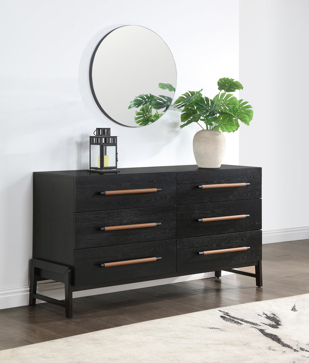 Kaya Black Vegan Leather Dresser 360Black-D Meridian Furniture