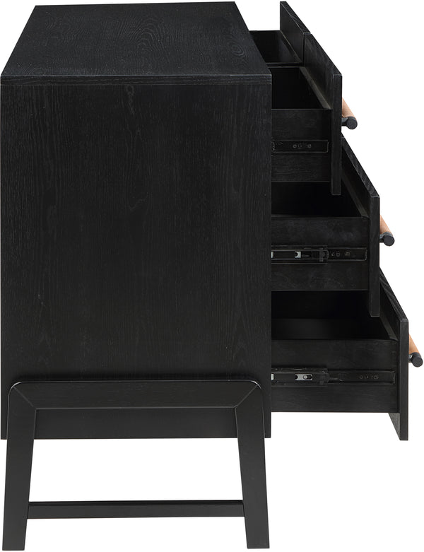 Kaya Black Vegan Leather Dresser 360Black-D Meridian Furniture