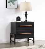 Kaya Black Vegan Leather Night Stand 360Black-NS Meridian Furniture