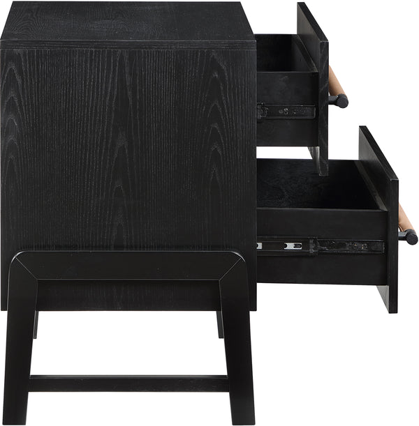 Kaya Black Vegan Leather Night Stand 360Black-NS Meridian Furniture