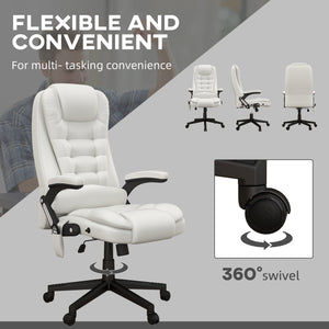 English Elm HOMCOM Ergonomic High Back Executive Office Chair with Recline, Retractable Footrest & Lumbar Support White W2225P200738