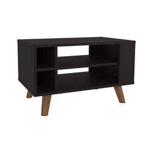 English Elm Latrobe Black Engineered Wood Coffee Table with Storage Compartments, Sleek Durable Finish for Living Rooms B092P309171