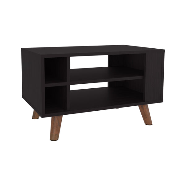 English Elm Latrobe Black Engineered Wood Coffee Table with Storage Compartments, Sleek Durable Finish for Living Rooms B092P309171