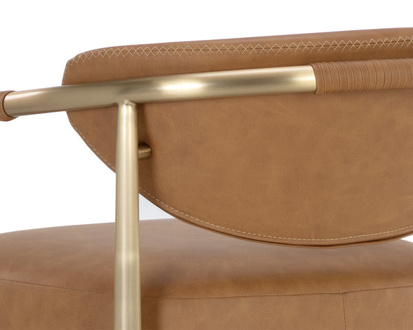 Sunpan Heloise Barstool - Elegant Faux Leather Upholstery With Gold Stainless Steel For Chic Dining Spaces Brown Faux Leather 112065
