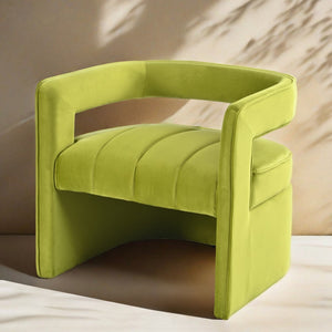 Christopher Knight Home® - Noble House - - Modern Velvet Accent Chair With Ribbed Detail, Luxury Curved Fully Upholstered Accent Chair, Green (No Assembly Needed)