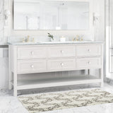 Christopher Knight Home® 73'' Bathroom Vanity With Marble Top & Double Ceramic Sinks, 4 Drawers, Open Shelf, White