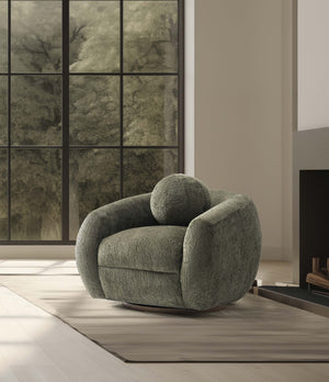 English Elm Lounge Swivel Accent Chair Olive Chenille Upholstered with Birch Frame for Living Rooms B365P398017
