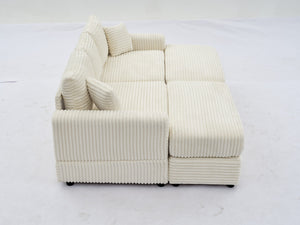 English Elm Modern Sectional Couch - Cozy 2-Piece Corduroy Slipcovers With Throw Pillows For Stylish Living Spaces W2915S00030