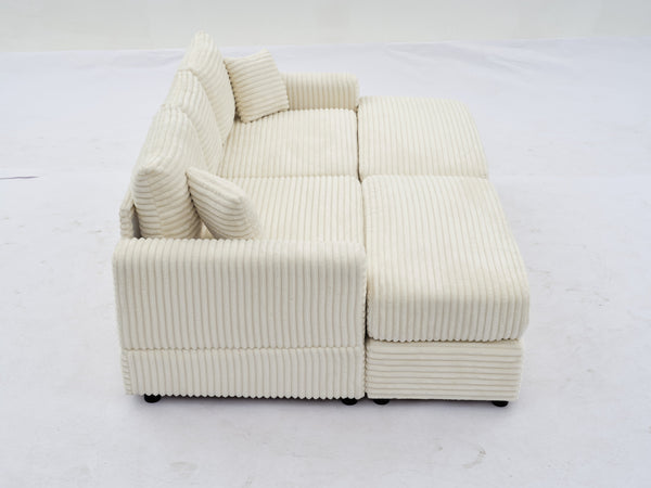 English Elm Modern Sectional Couch - Cozy 2-Piece Corduroy Slipcovers With Throw Pillows For Stylish Living Spaces W2915S00030