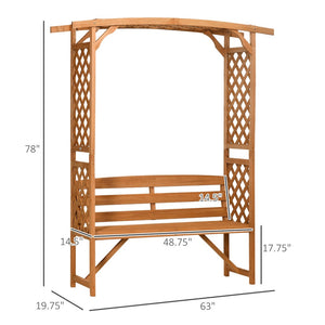 English Elm Outsunny 3-Seat Wooden Arbor Bench With Pergola & Trellises For Climbing Plants, Outdoor Decor W2225P200650-GIGA