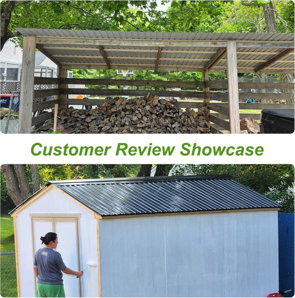 English Elm 20pcs Galvanized Steel Corrugated Roofing Panels Waterproof Outdoor Shed Pergola Kit W1859P471232