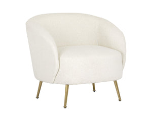 Sunpan CLEA Lounge Chair in Altro White Boucle - Sculptural Comfort with Gold Stainless Steel Legs 107571